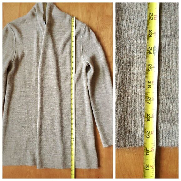 Essential Reversible Alpaca Wool Blend Cardigan Size S Organic Cotton Beige - Picture 12 of 12